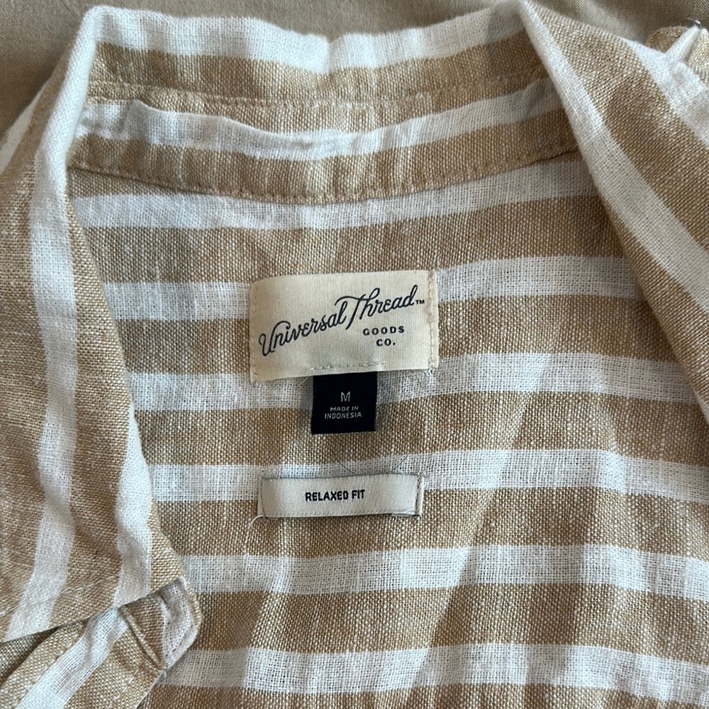 Universal Thread Beige Striped Button Down Shirt - image 7